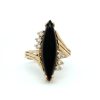 14k Yellow Gold Onyx Stone Ring with CZ (Size 8)